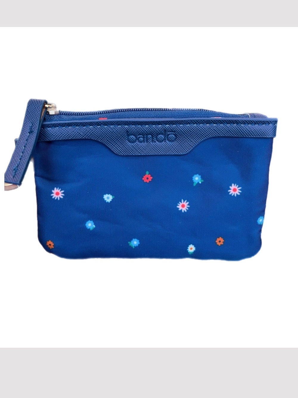 NEW “ban.do” CARD CASE/ID HOLDER Navy ZIPPERED with KEY PRING!